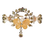 Haargreifer Schmetterling&Blume Haarspange Haarkneifer Haarklammer Metall & Strass champagner gold 5003c